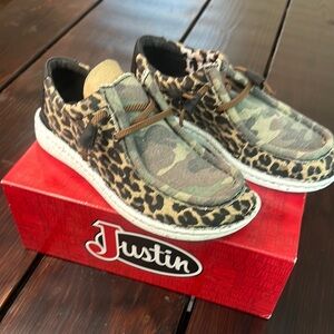 Justin Boots Camouflage Leopard Moccasins